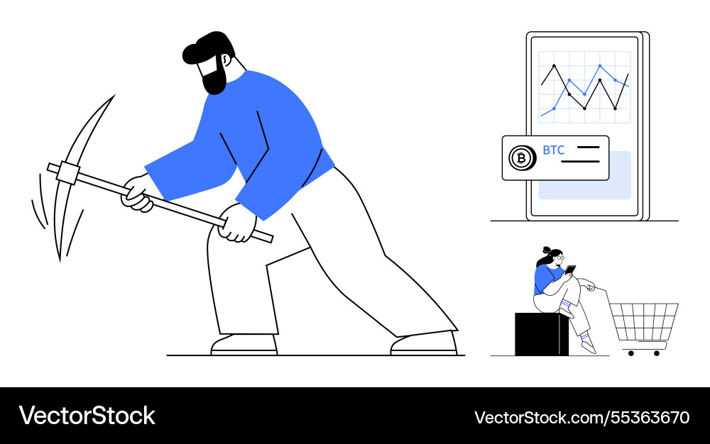 Cryptocurrency mining digital Cryptocurrency mining digital vector image