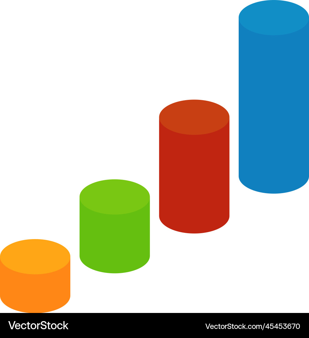 Cylindrical column diagram color isometric chart Cylindrical column diagram color isometric chart Vector Image
