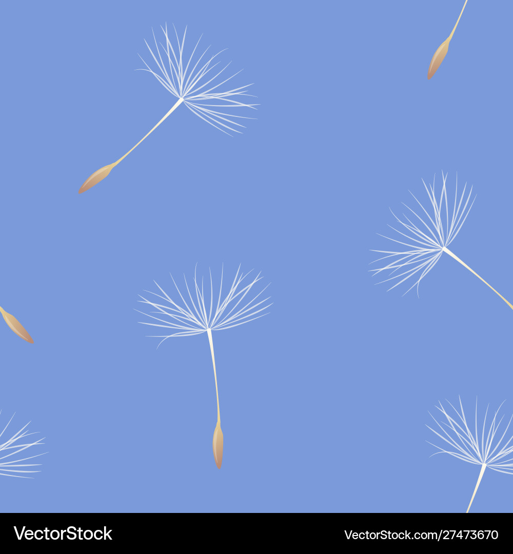 Dandelion fluff on blue seamless pattern card Dandelion fluff on blue seamless pattern card vector image