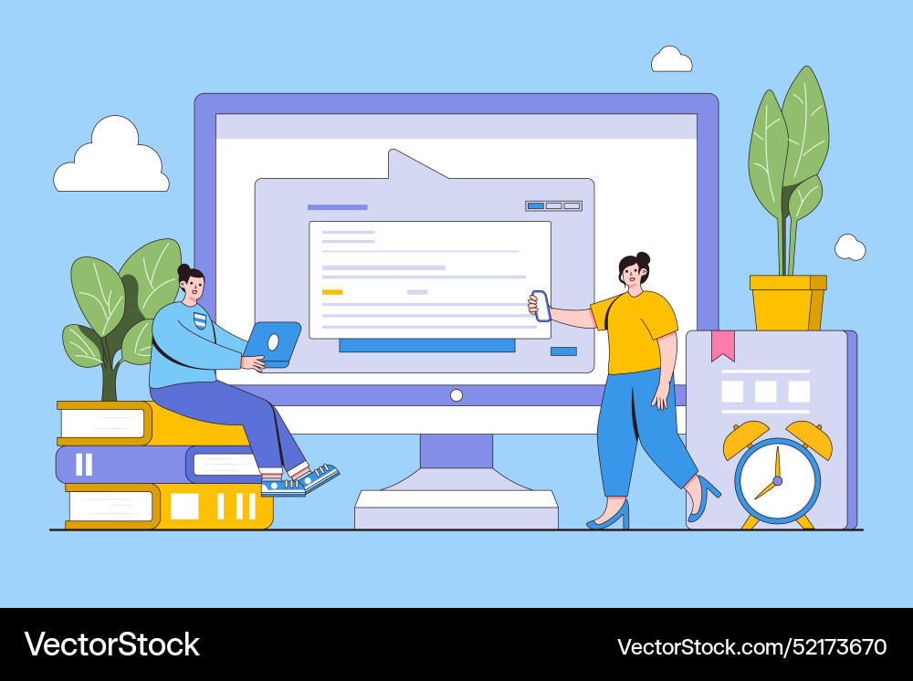 Digital education and e-learning concept Vector Image