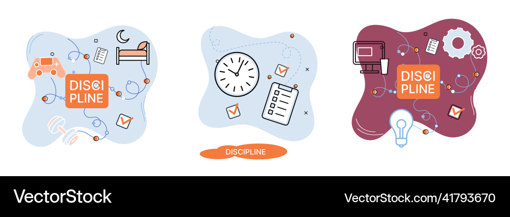 Discipline concept icon time management working Discipline concept icon time management working vector image