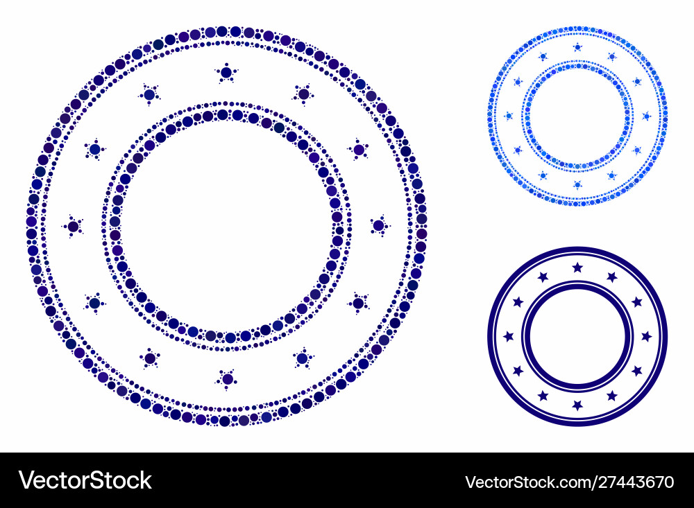 Double round starred frame composition icon vector image