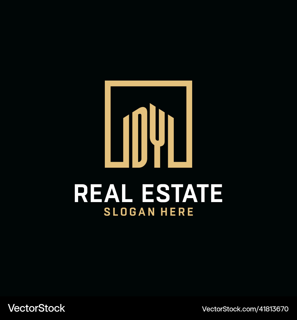 Dy initial monogram logo design with square shape vector image