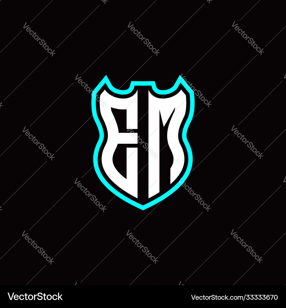E m initial logo design with shield shape E m initial logo design with shield shape vector image