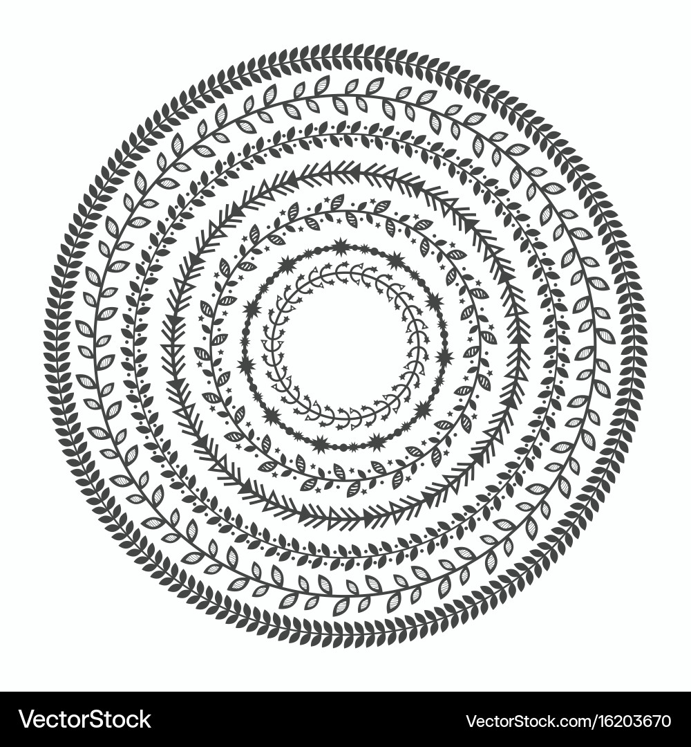 Elegant Inner Circle Leaf Border Vector Image
