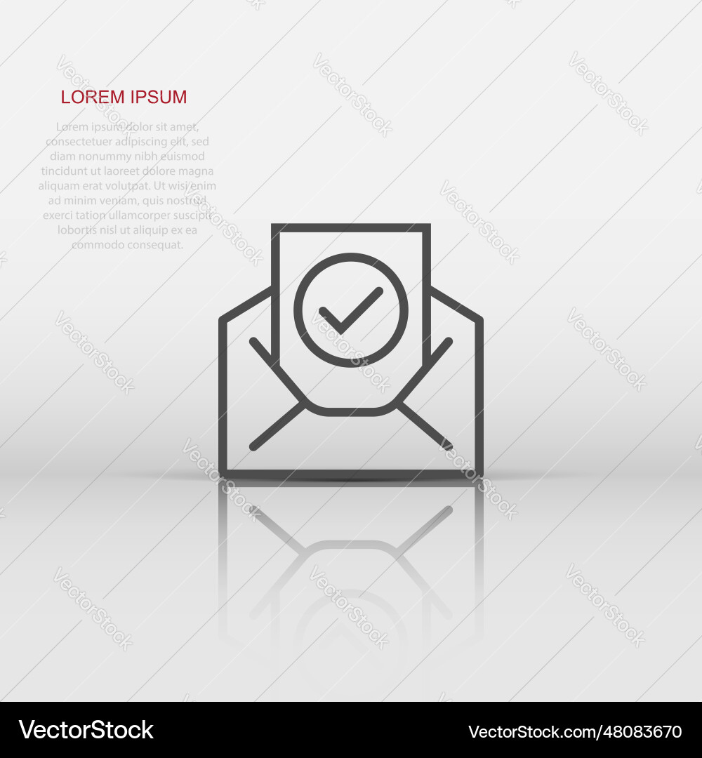 Envelope with confirmed document icon in flat Vector Image