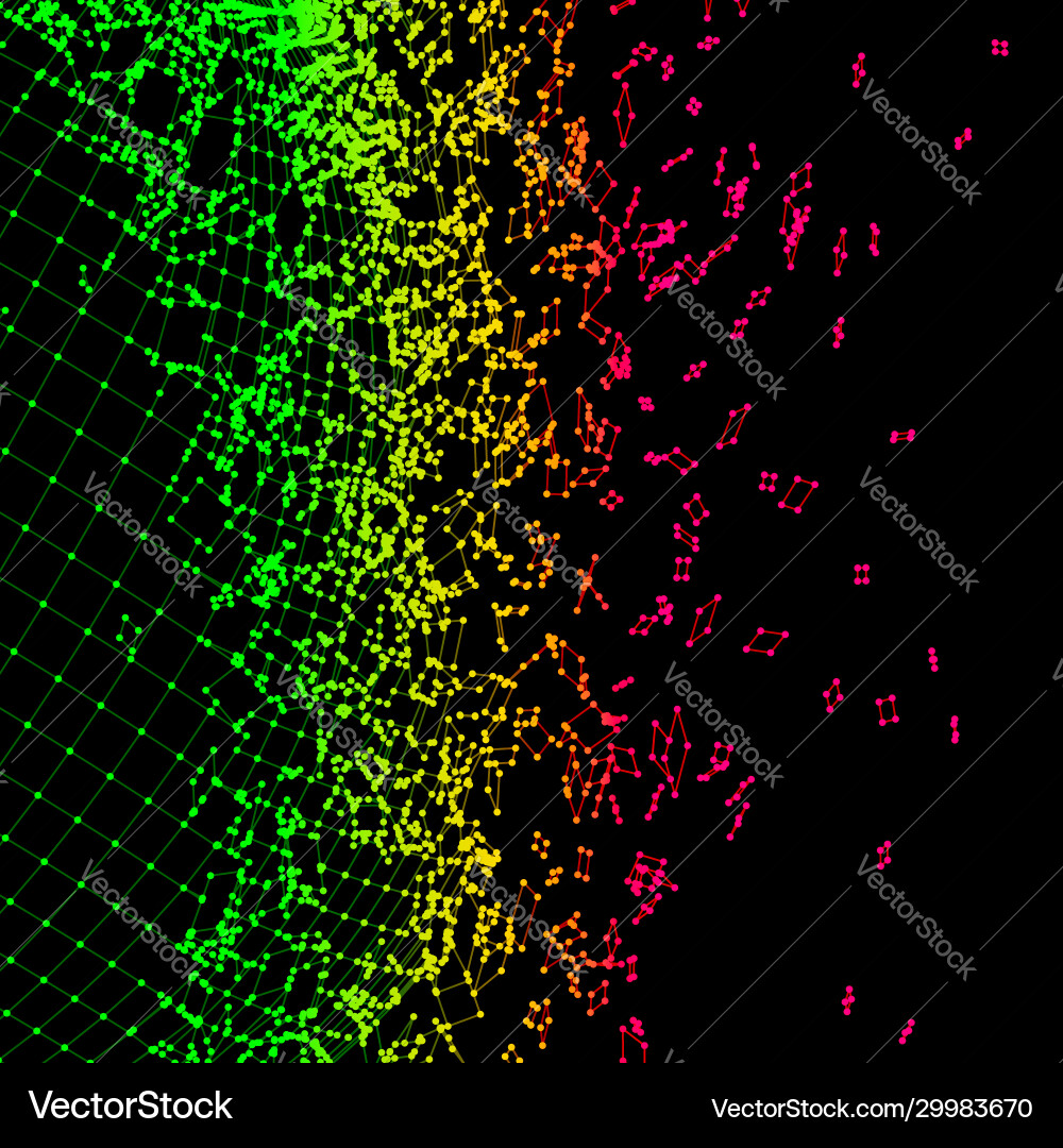 Exploded rainbow grid made connected dots Exploded rainbow grid made connected dots vector image