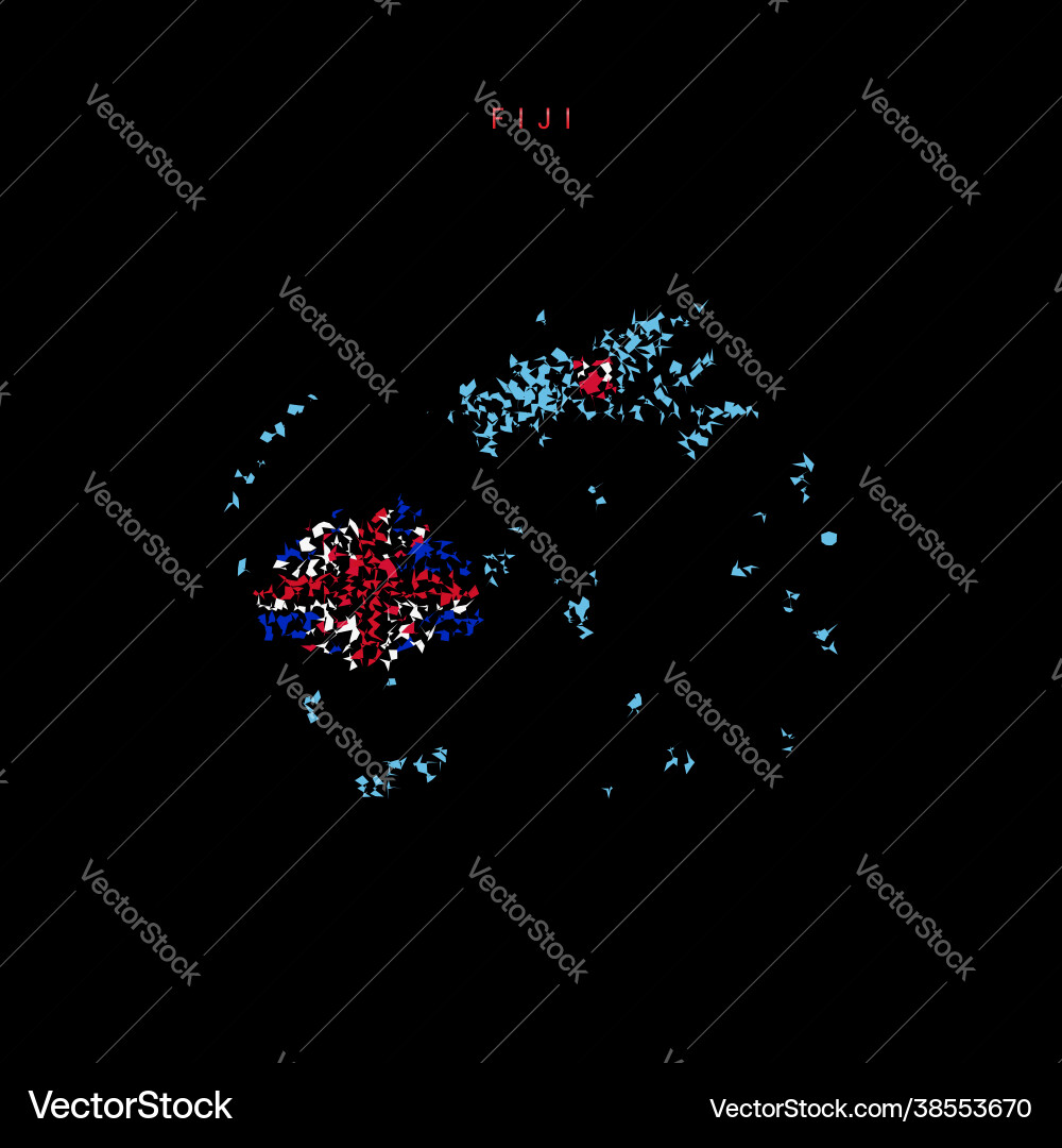 Fiji flag map chaotic particles pattern Vector Image