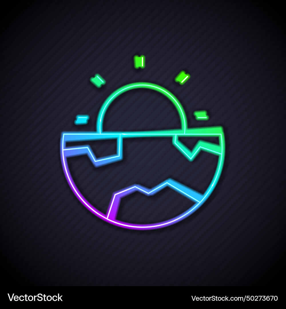 Glowing neon line earth core structure crust icon vector image