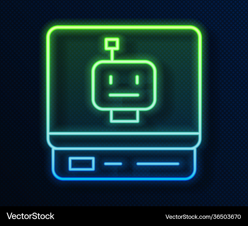 Glowing neon line robot icon isolated on blue Glowing neon line robot icon isolated on blue vector image