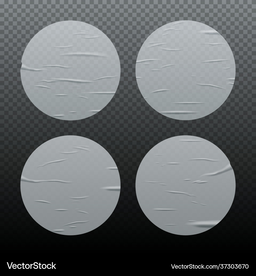 Glued round stickers set isolated on transparent Glued round stickers set isolated on transparent Vector Image