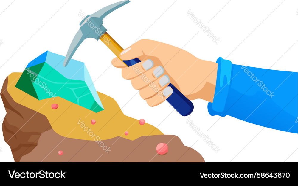 Hand with Pickaxe - Mining Tool Vector Image