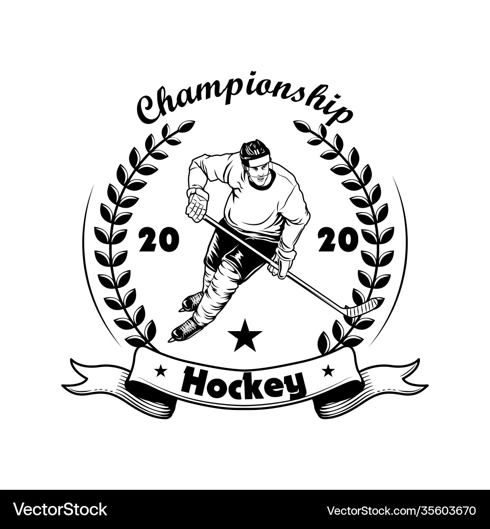 Hockey championship label vector image
