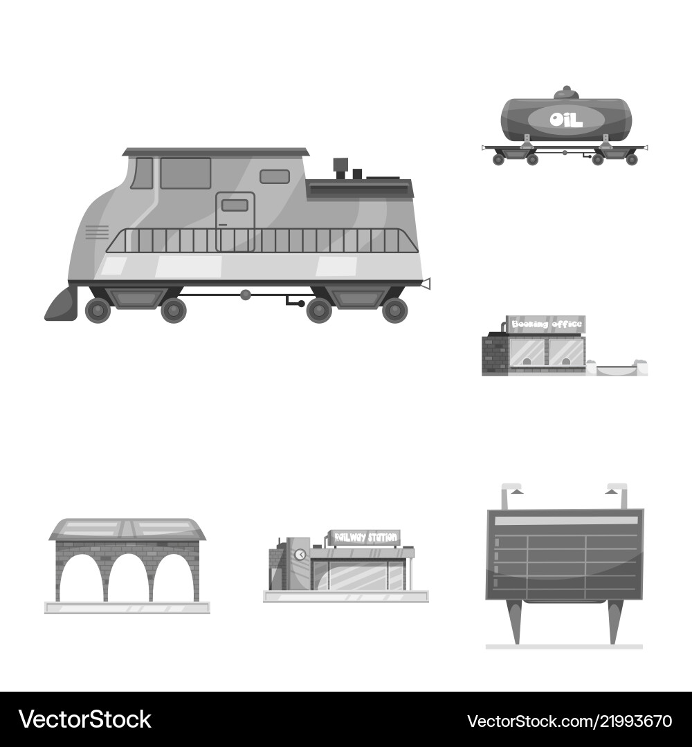 Isolated object of train and station symbol Isolated object of train and station symbol vector image