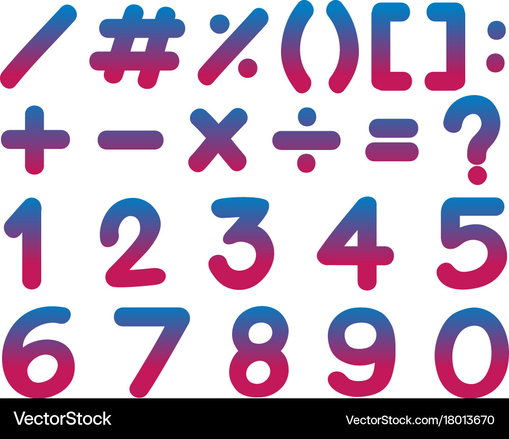 Numbers and math signs vector image