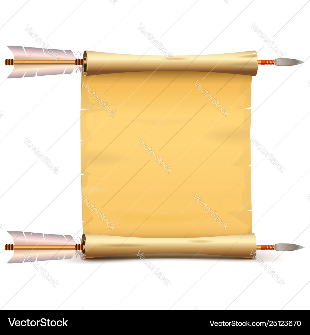 Old paper scroll with arrows vector image