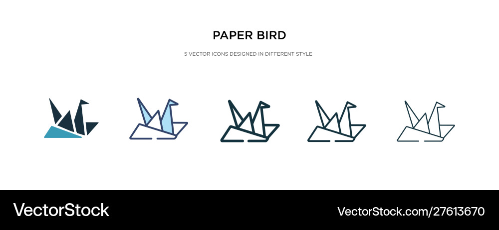 Paper bird icon in different style two colored Paper bird icon in different style two colored vector image