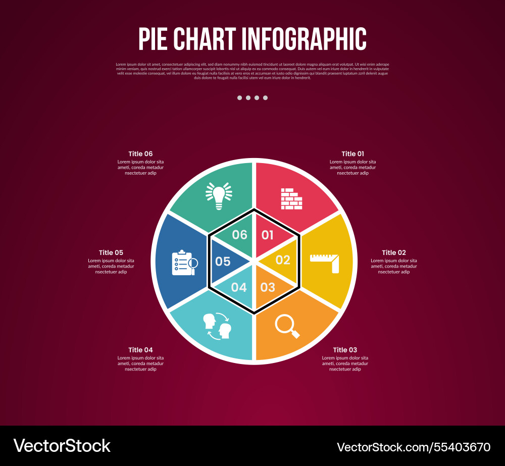 Pie chart base template infographic with hexagon Pie chart base template infographic with hexagon vector image