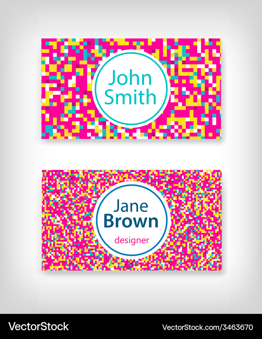 Pixelated 8-Bit Business Card Vector Image