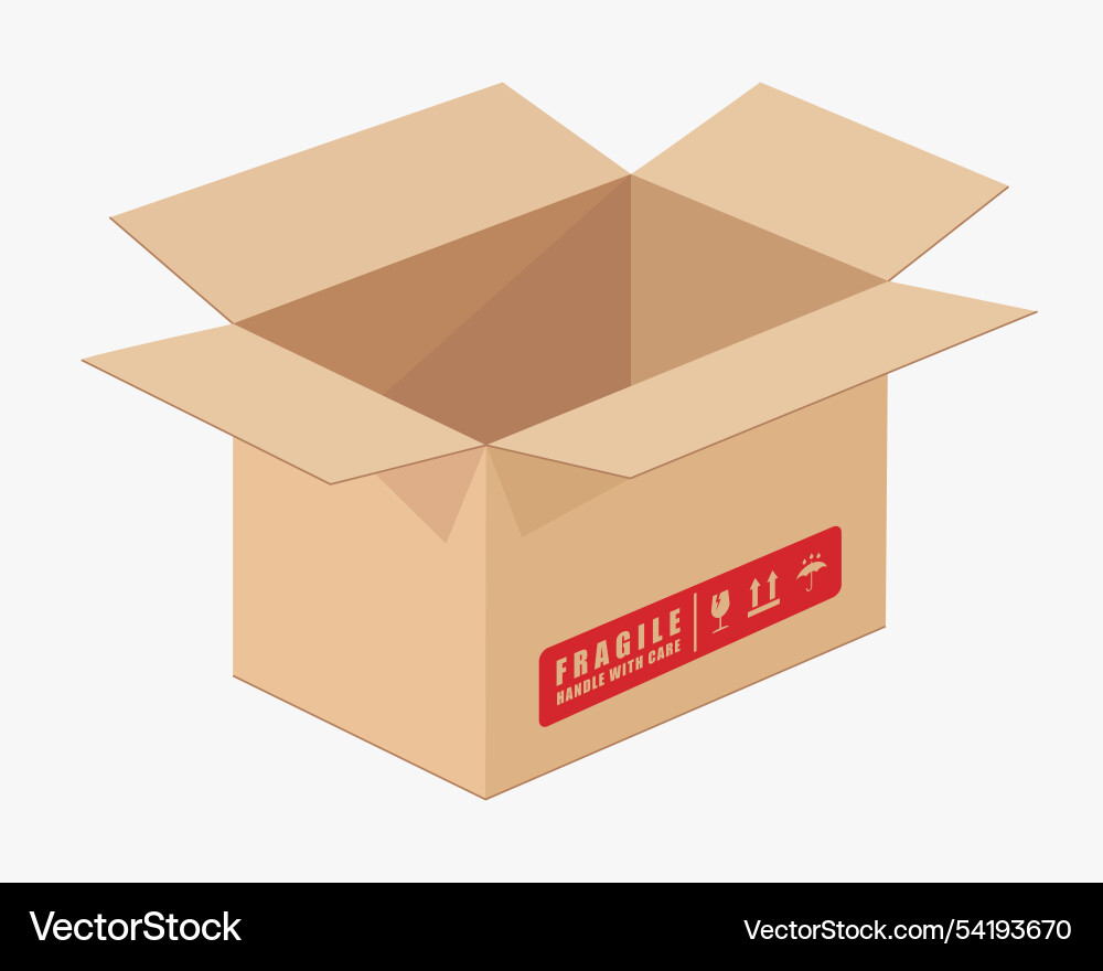 Realistic open cardboard box mockup icon symbol Realistic open cardboard box mockup icon symbol Vector Image