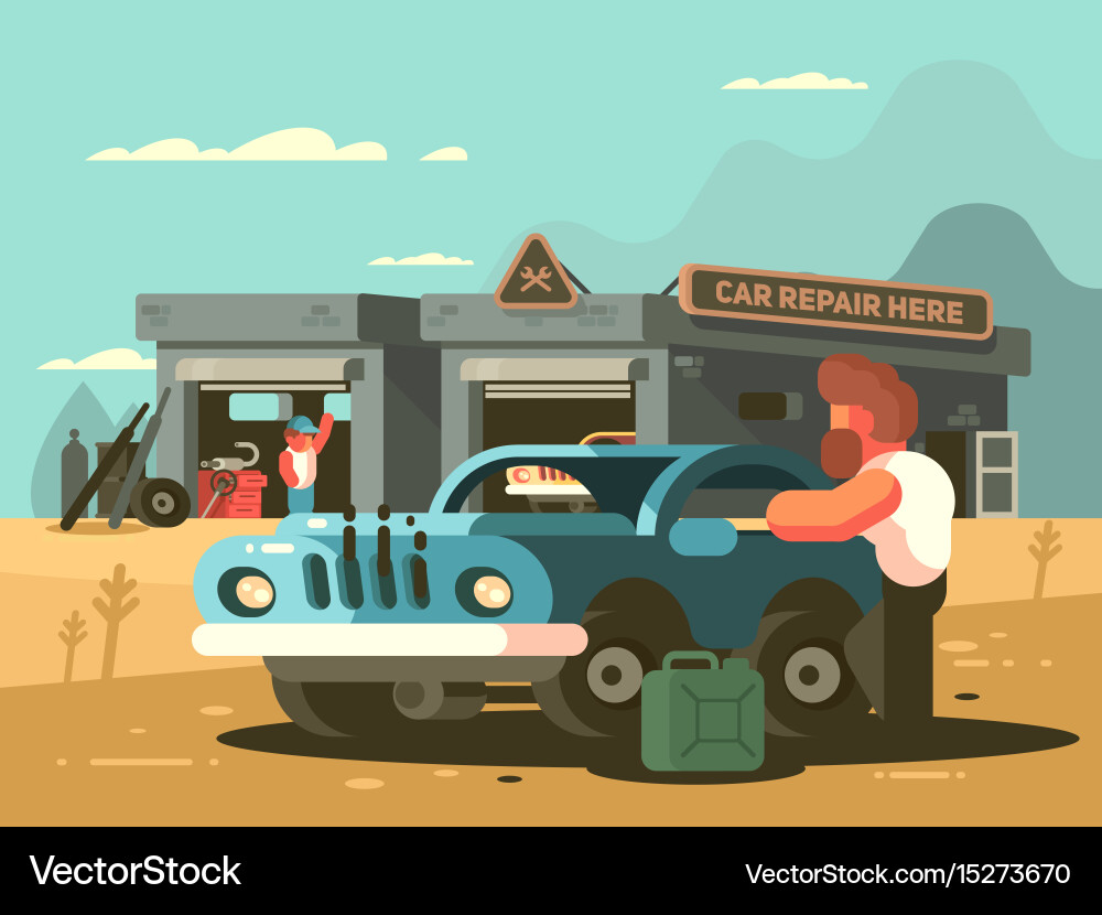 Reparatur Auto Service Vektorbild