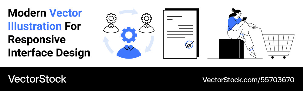 Responsive Interface Design Konzept mit Getriebe Vektorbild