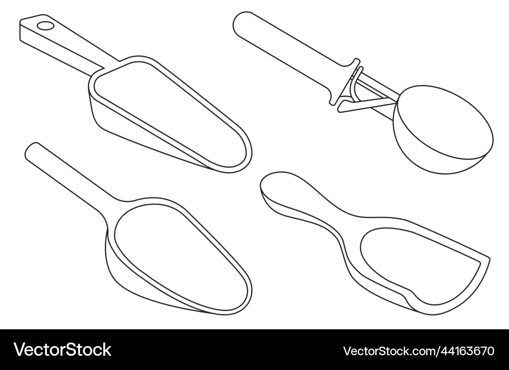 Scoop isolated outline set icon Vector Image