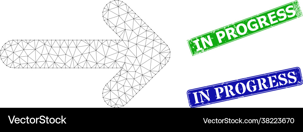 Scratched in progress badges and triangular mesh Scratched in progress badges and triangular mesh vector image