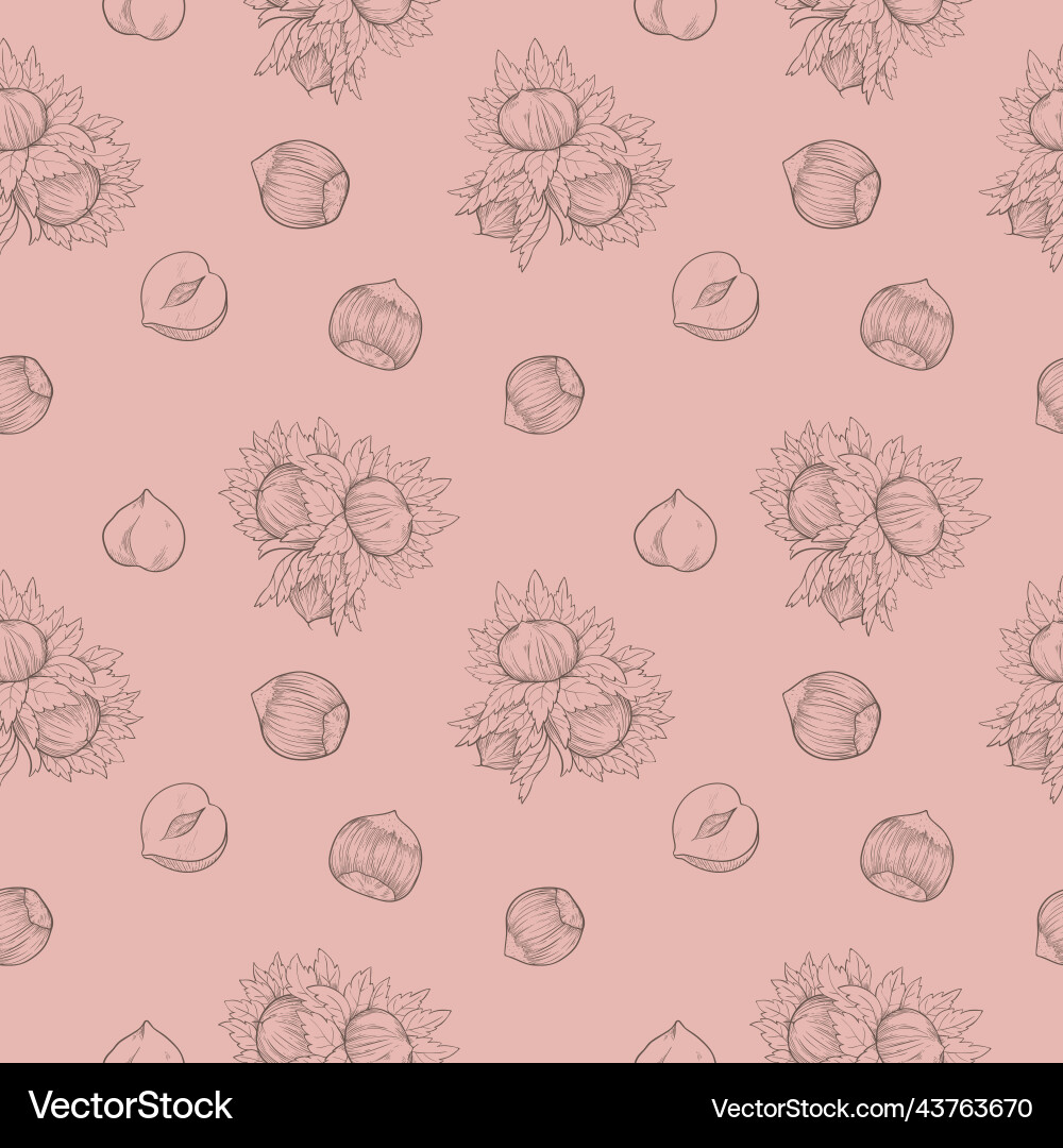 Seamless pattern hazelnut several fruit nuts Seamless pattern hazelnut several fruit nuts vector image