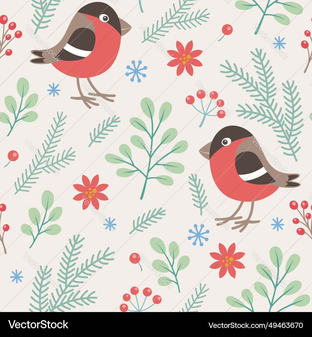 Seamless pattern with fir branch berry Vector Image