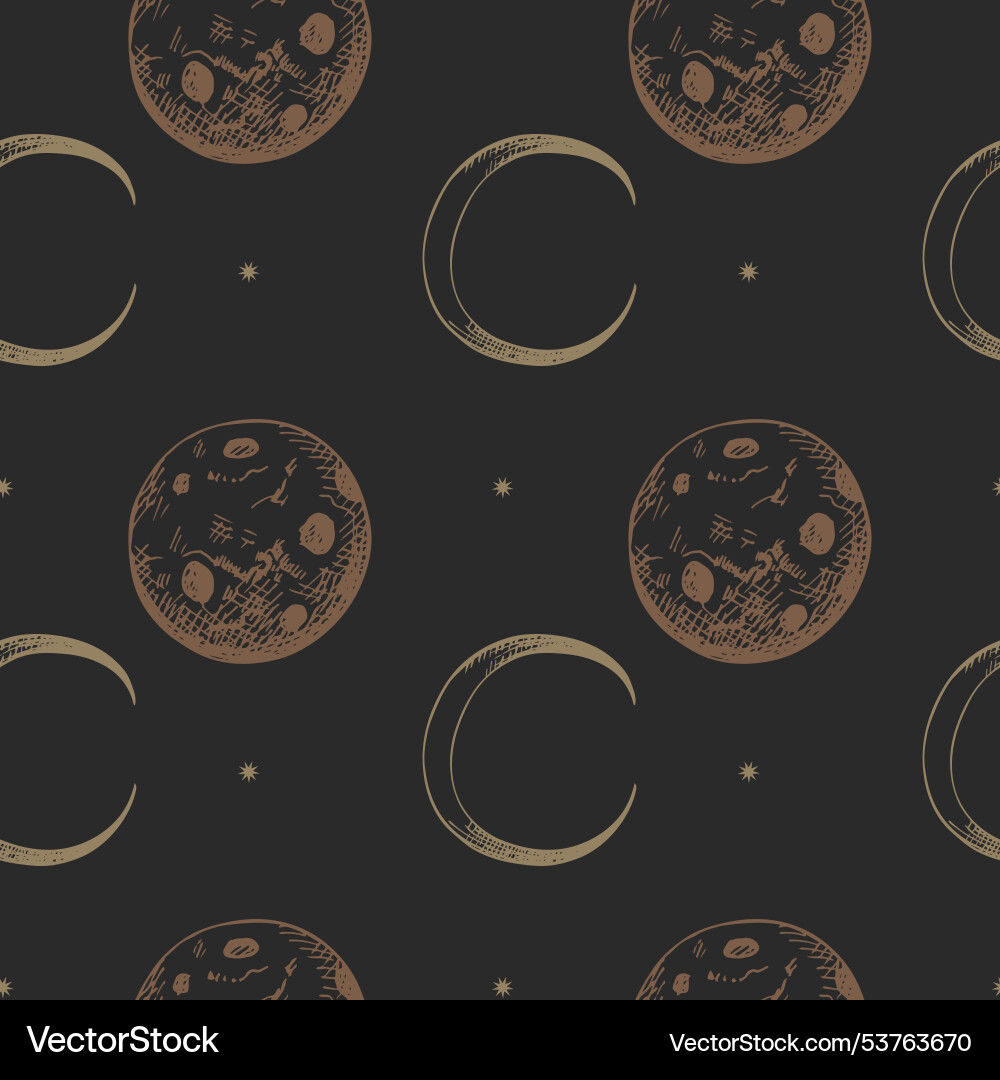 Seamless pattern with moon month stars Seamless pattern with moon month stars vector image
