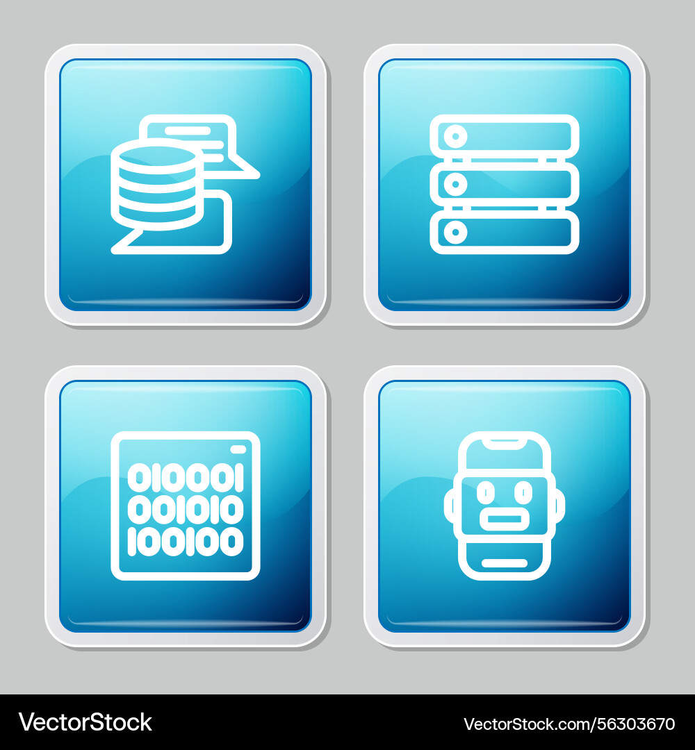 Server Data & Chatbot Icons - Binary Code vector image