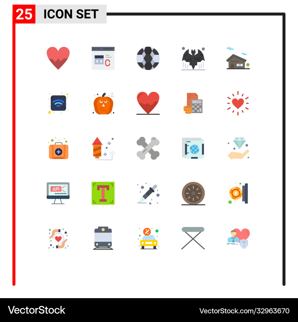 Set 25 flat colors on grid for building Vector Image