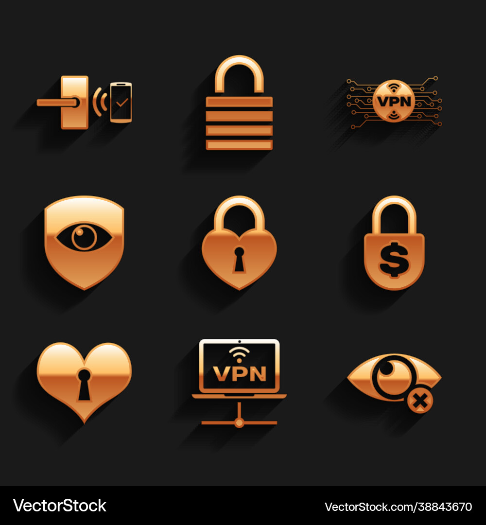 Set castle in shape heart vpn computer Vector Image