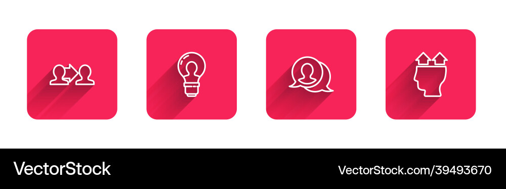 Set line project team base head with lamp bulb Set line project team base head with lamp bulb vector image