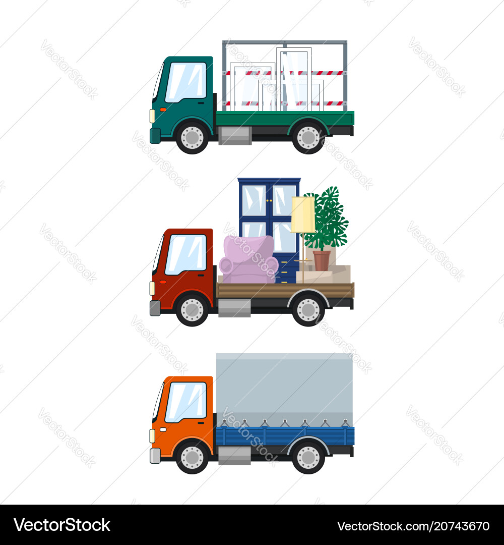 Set von Lastkraftwagen auf weißem Hintergrund Set von Lastkraftwagen auf weißem Hintergrund vektorbild