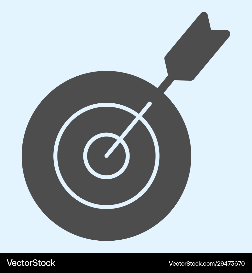 Target solid icon darts round shield and aim vector image