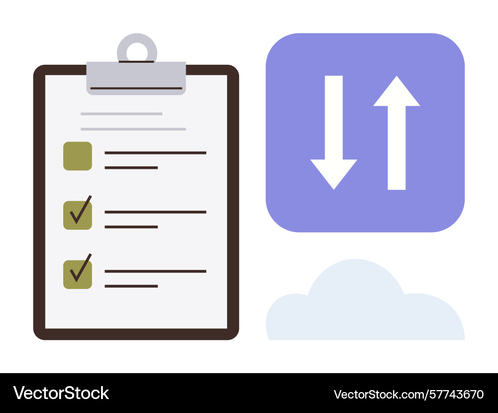 Task checklist with up and down arrows Task checklist with up and down arrows vector image