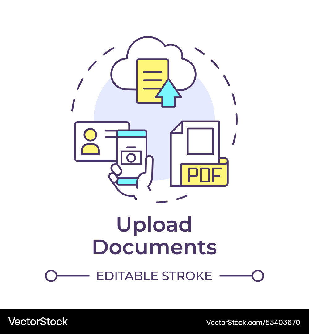 Upload documents multi color concept icon Upload documents multi color concept icon vector image