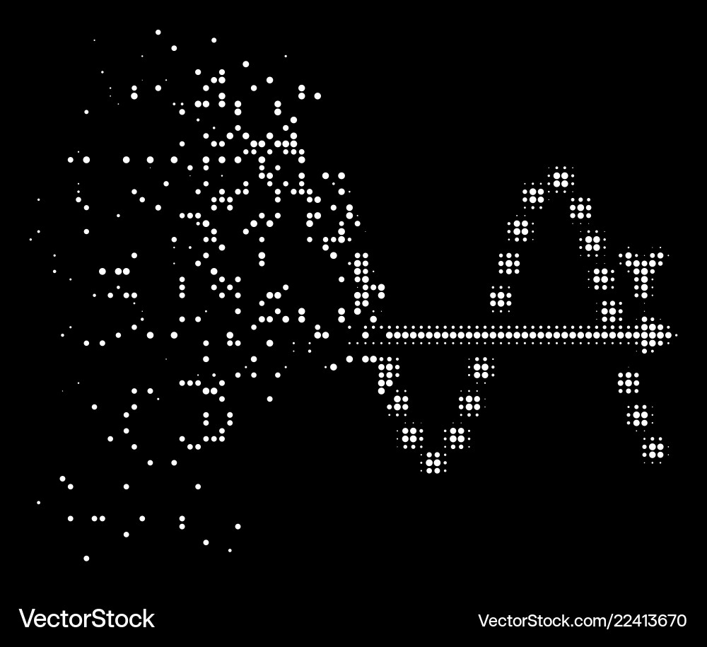 White dissolved pixelated halftone sine plot icon White dissolved pixelated halftone sine plot icon vector image