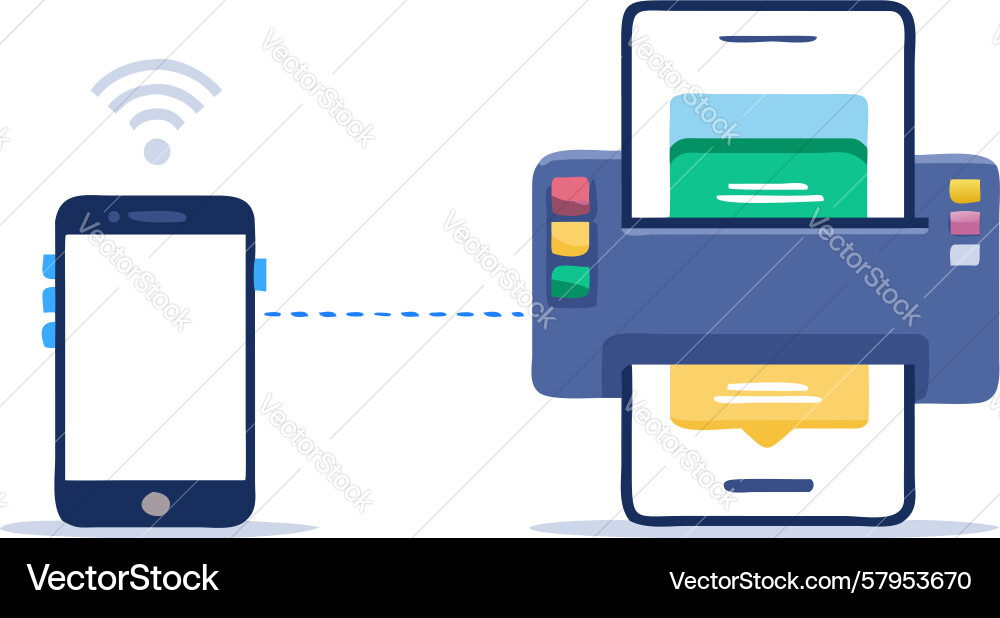 Wireless Printer & Mobile Connection Vector Image