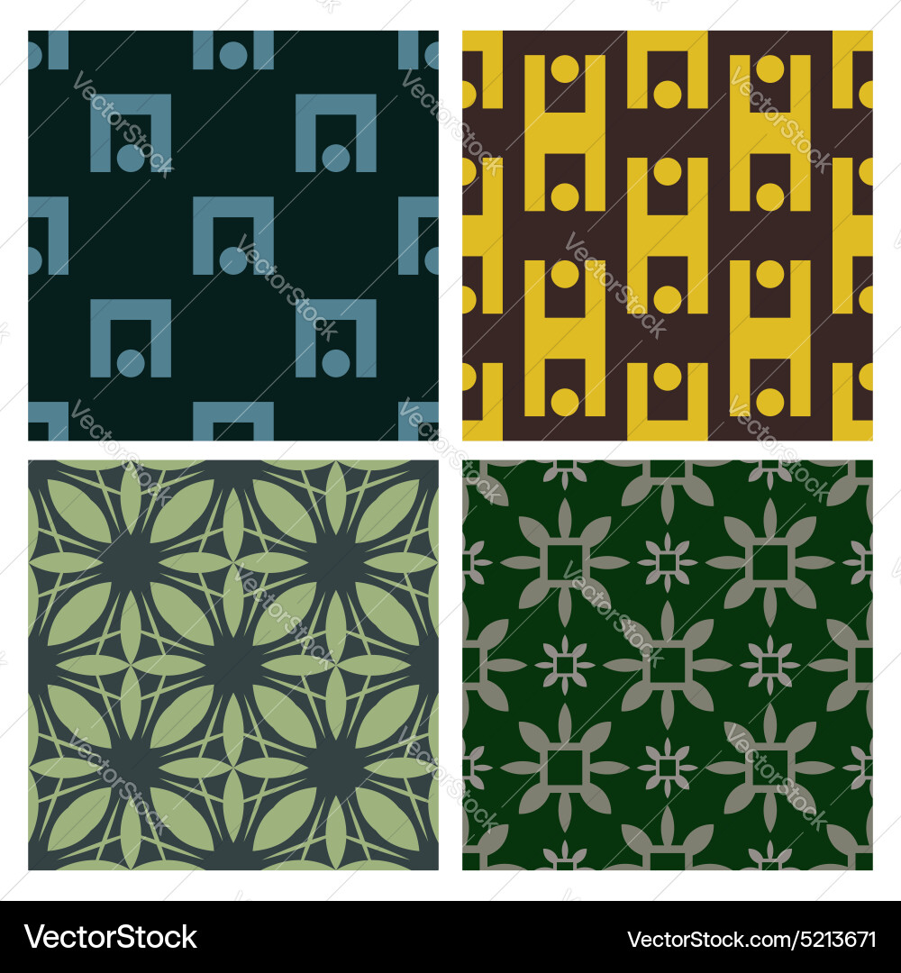 4 retro different seamless patterns vector image