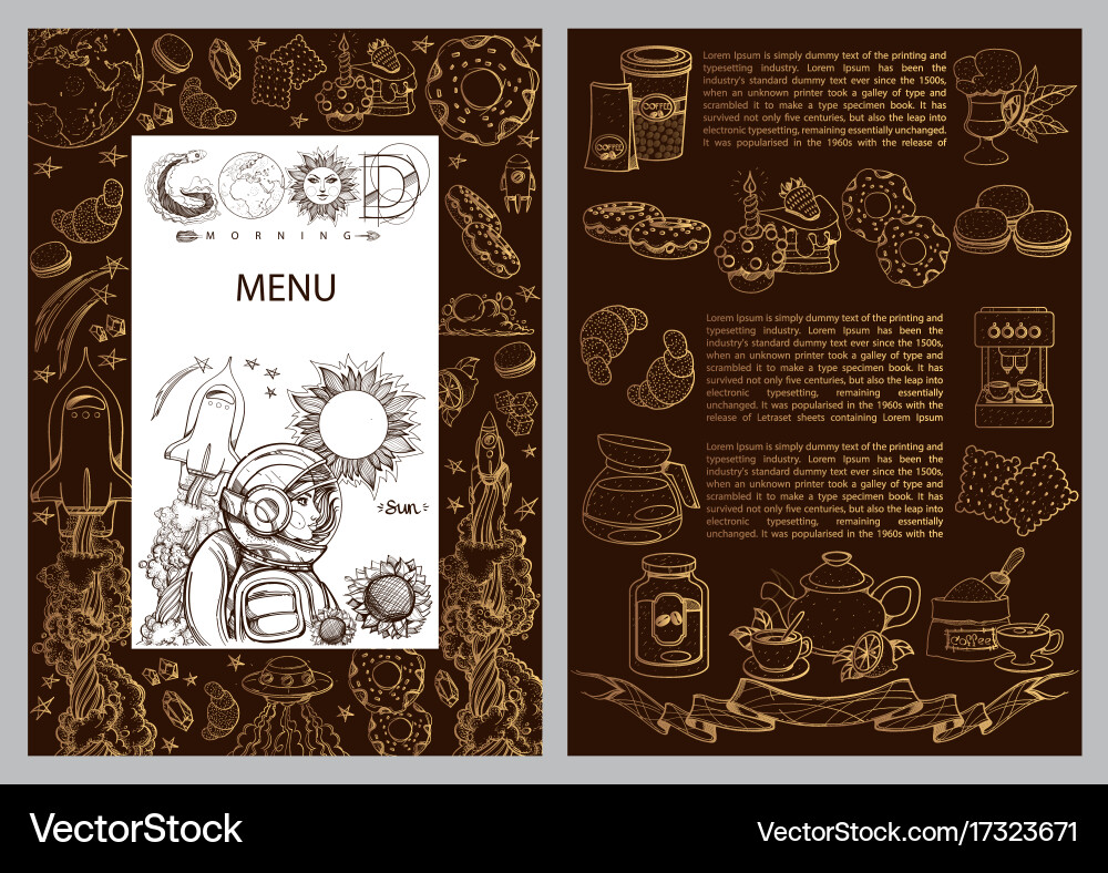A chocolate color menu template with text area vector image