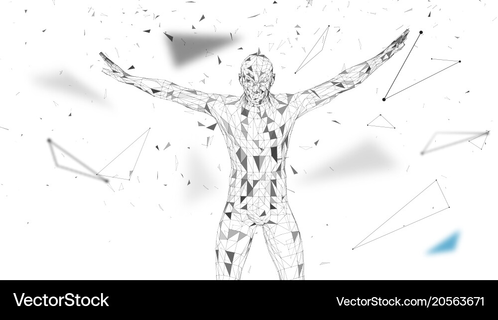 Conceptual abstract man connected lines dots vector image