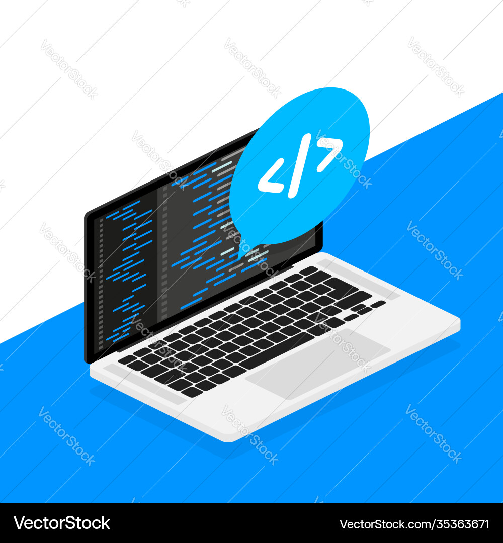 Cross-platform software coding laptop digital Cross-platform software coding laptop digital vector image