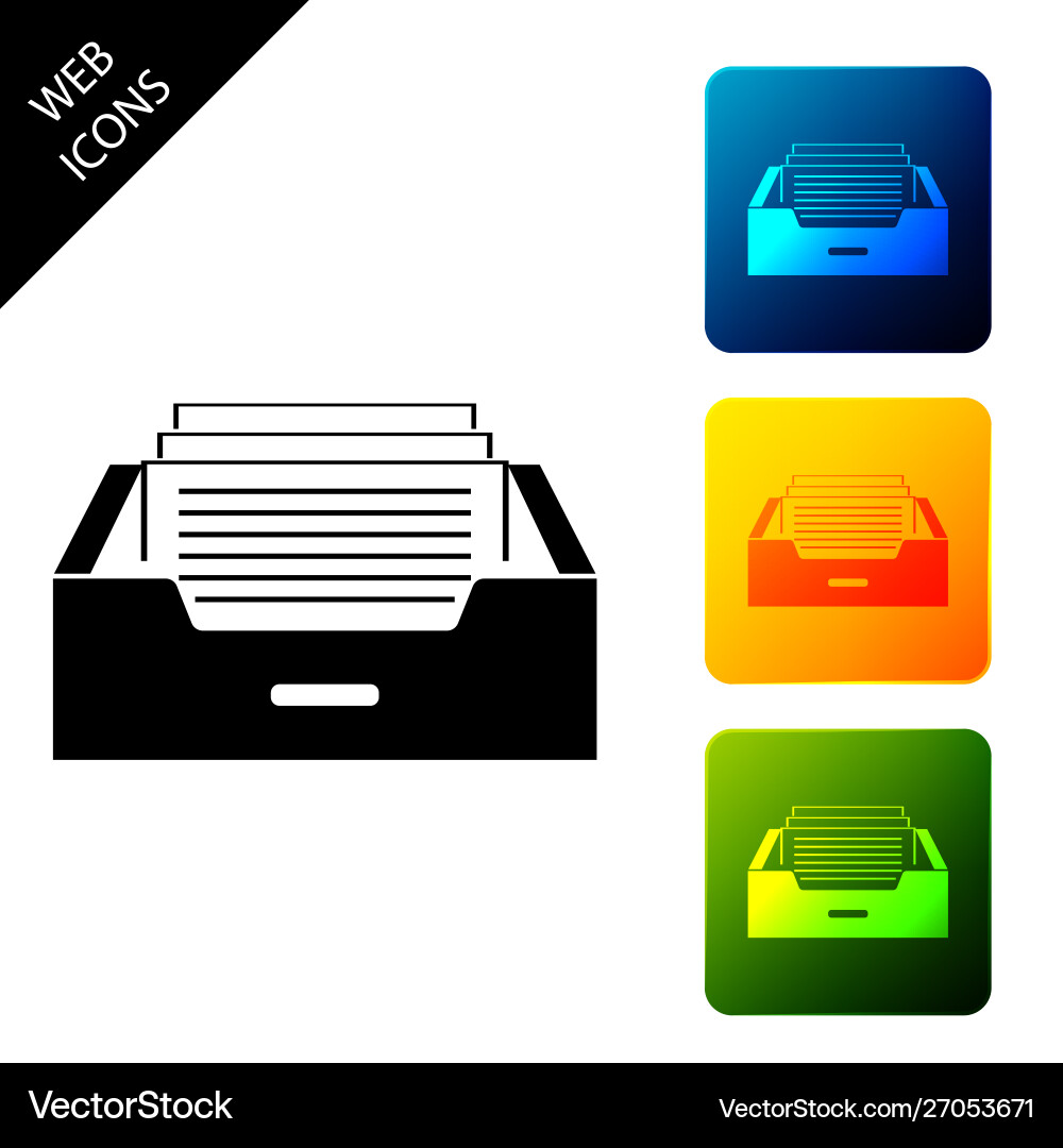 Drawer with documents icon isolated archive Drawer with documents icon isolated archive vector image