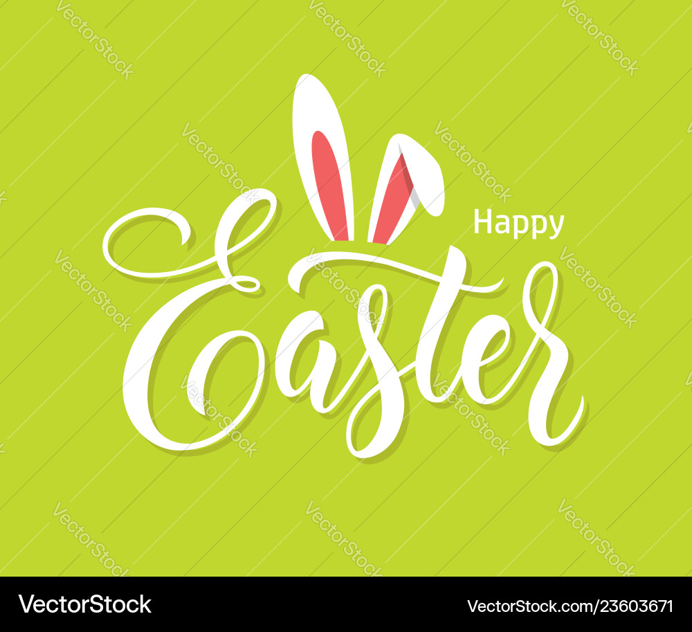 Easter Lettering with Bunny Vector Image