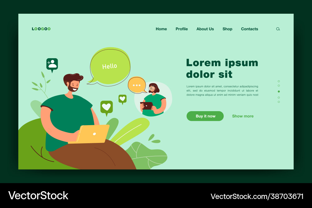 Girl and guy in love chatting online Vector Image