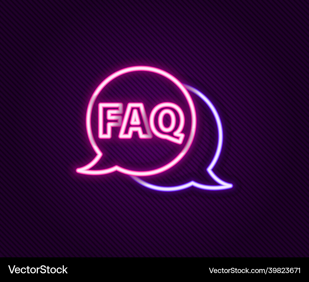 Glowing neon line speech bubble with text faq Glowing neon line speech bubble with text faq vector image
