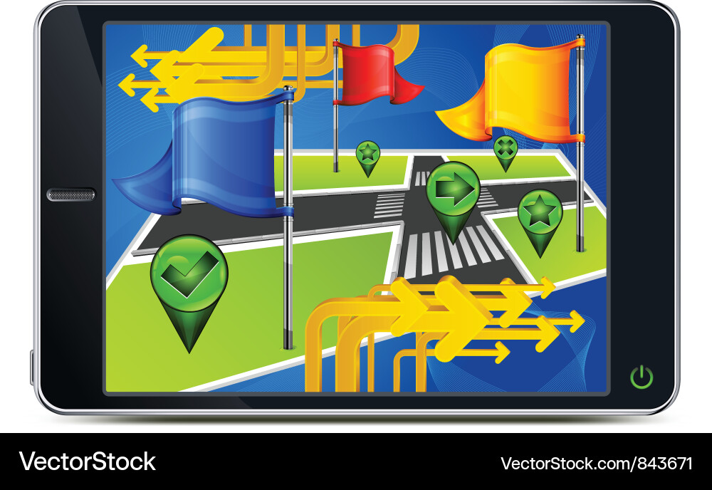 GPS Navigation Route mit Flaggen Vektorbild